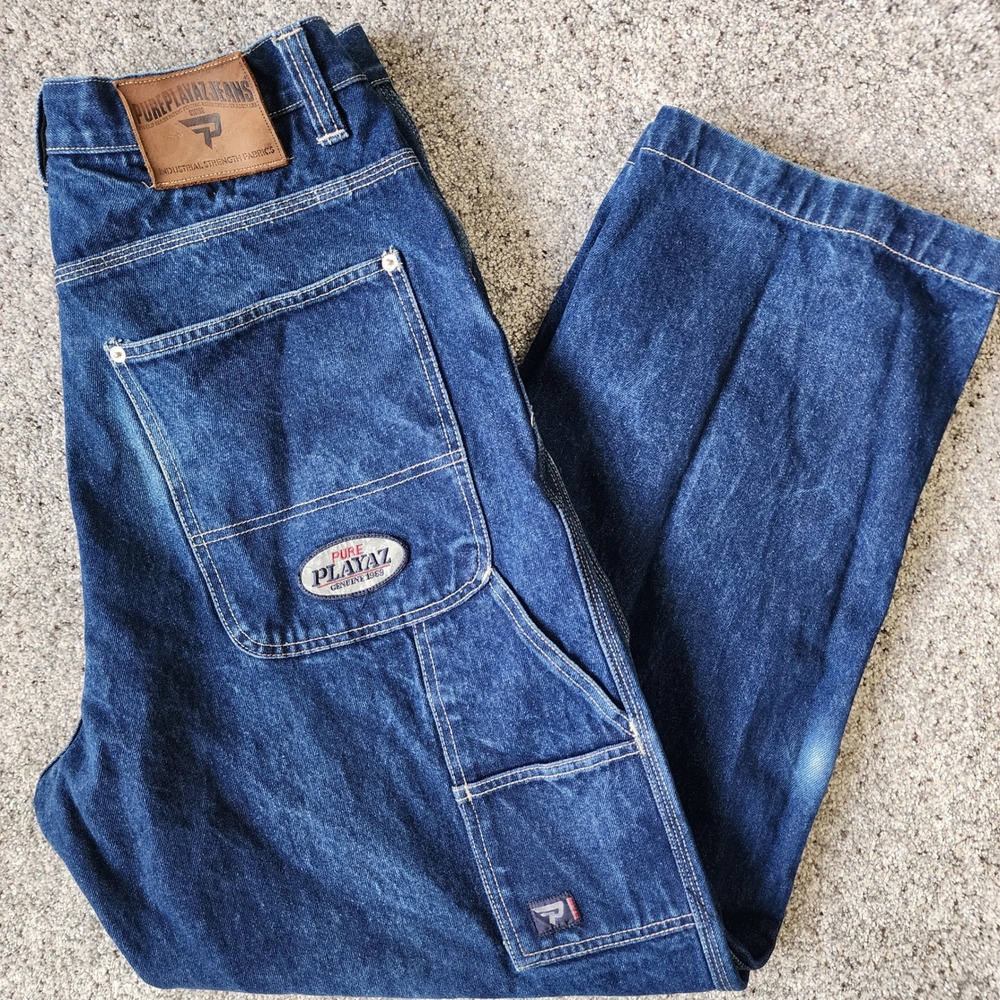 Pure Playaz Carpenter Jeans Mens 34x32 Baggy Y2K P18 Series Wide Leg Denim GUC